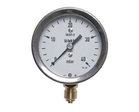 Manometr pro nízké tlaky MKS 160mm 1/2" 0-25mbar