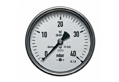 Manometr pro nízké tlaky MKZ 160mm 1/2" -100 až 0 mbar